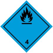 Наклейка "Класс 4.3. Вещества, выделяющие легковоспламеняющиеся газы при соприкосновении с водой", 300х300 мм