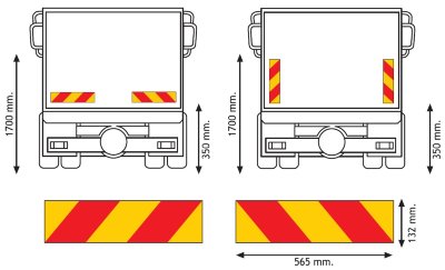 Набор из 2-х задних светоотражающих панелей для грузовика "Большая длина/грузоподъемность"