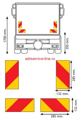 Набор из 4-х задних светоотражающих панелей для грузовика "Большая длина/грузоподъемность"