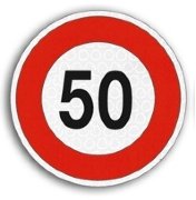 Наклейка знак ограничения скорости 50 км/ч