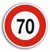 Наклейка знак ограничения скорости 70 км/ч